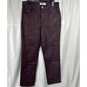 Edgely Pants Women 4 Short High Rise Slim Straight Ankle Coated Faux Leather